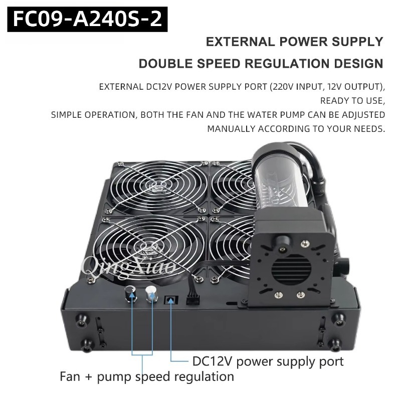 External Radiator Water Cooling Kit - 4 Fanlı Radyatör Pompası ve Su